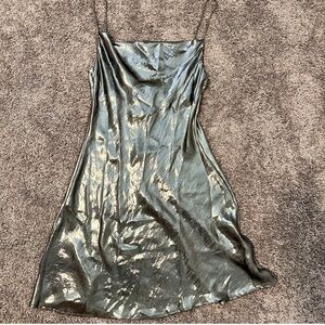 Zara Metalic Slip Mini Dress